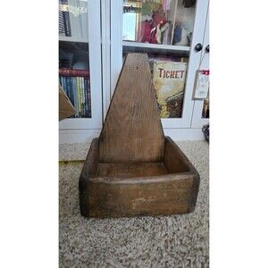 Primitive Medium Wood Tone Wooden Wall Box Organizer, Medium Size Rustic